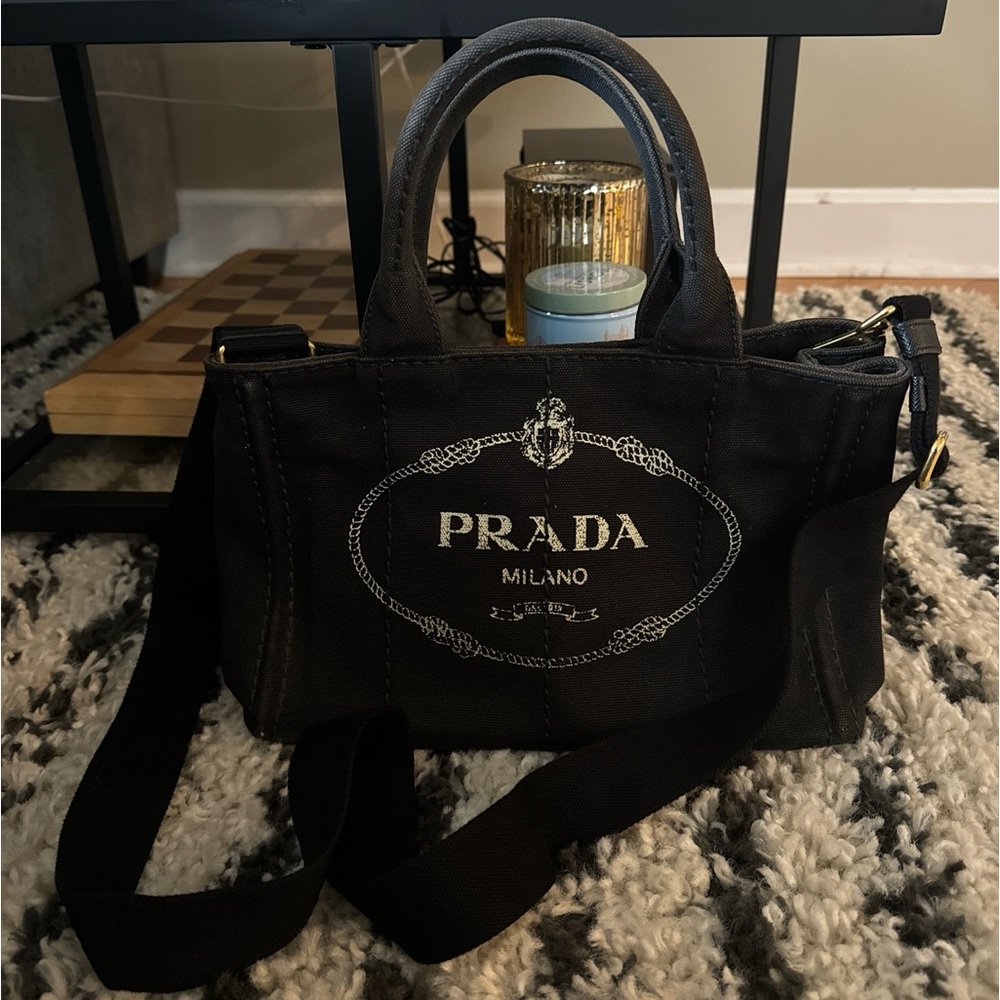 Prada Canapa Convertible Tote Canvas Mini / Small